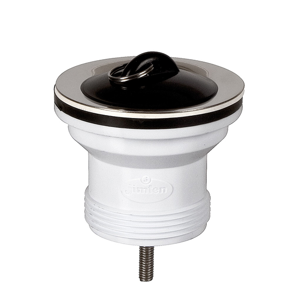 Wastafelplug met inox plug en rubberen stop, type MI-195