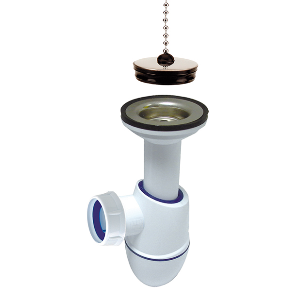 Plugbekersifon met rubberen stop aan ketting, type BM217