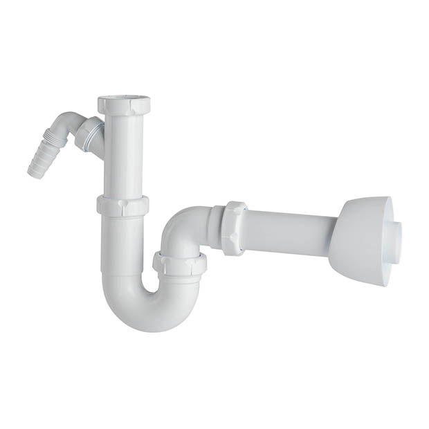 P-sifon met muurbuis en rozet, type S-73